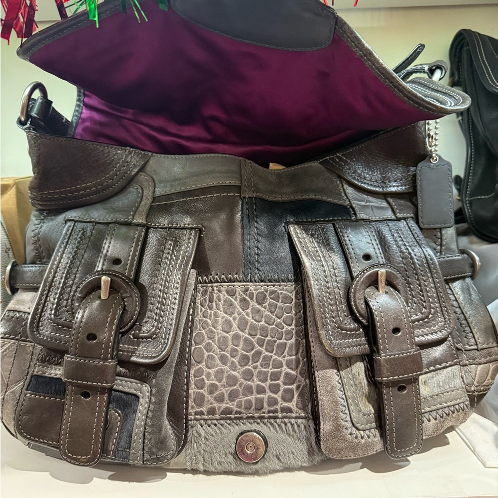 Coach Soho Patchwork Y2k Stylish Gray Leather Men… - image 2